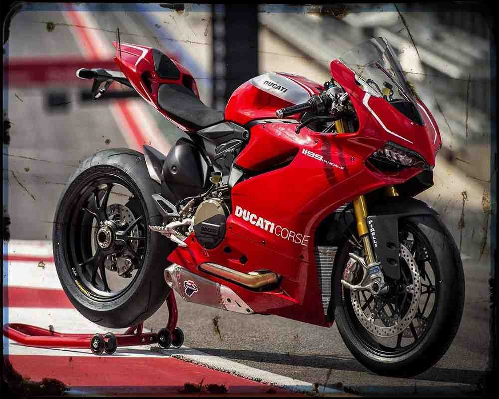 1199R Panigale R A4 Photo Print Motorbike Vintage Aged