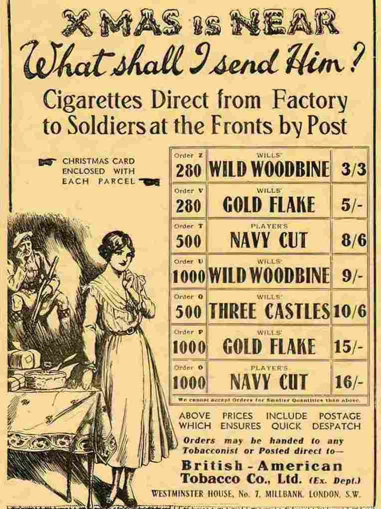 12 04 xmas is near cigarettes world war one 1916 2 Advert A4 Photo Print