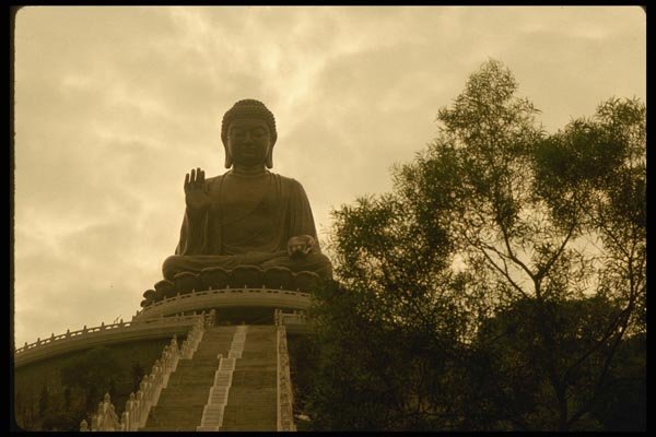 120001 A 110 foot Statue Of Buddha In Po Lin Monastery A4 Photo Print