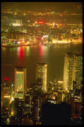 120052 A Night View Of Hong Kong's Famous Skyline And Harbor A4 Photo Print