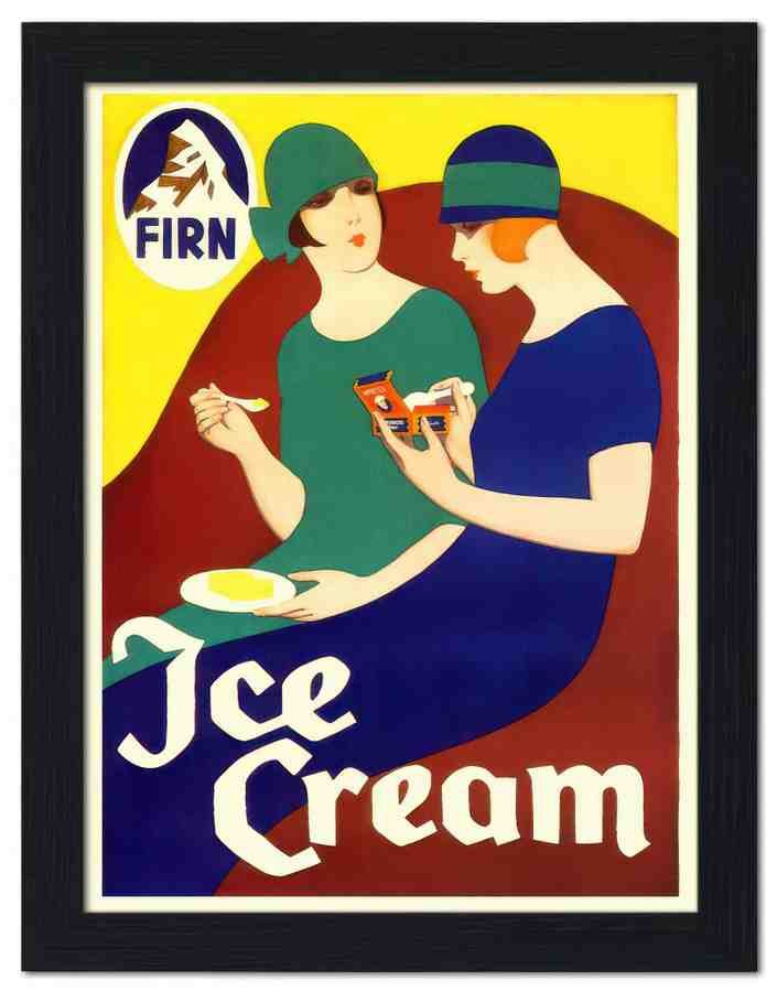 1209 firn ice cream art deco carl moos 1922 2 Vintage Advert A4 Photo Print