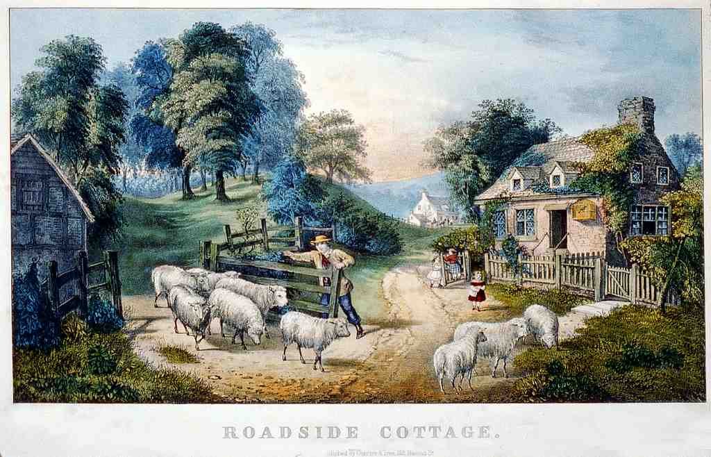 121 Roadside Cottage Vintage A4 Photo Print