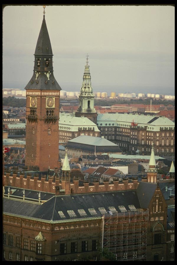 121057 Copenhagen City Hall Tower With Skyline A4 Photo Print