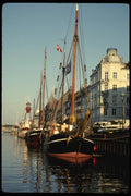 121059 Boats Moored In A Row Along The Nyhavn, Copenhagen A4 Photo Print