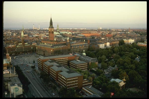 121065 Copenhagen's Skyline And Roads A4 Photo Print