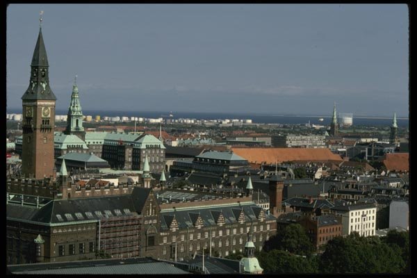 121069 Copenhagen Skyline With City Hall Tower (Left) A4 Photo Print