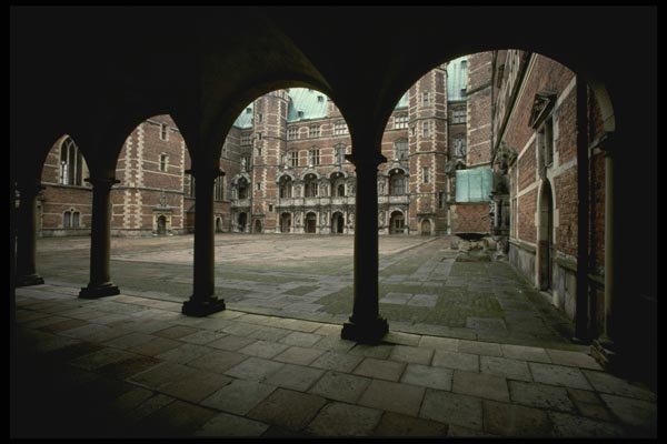 121079 Arcade Beside Courtyard, Frederiksborg Castle A4 Photo Print