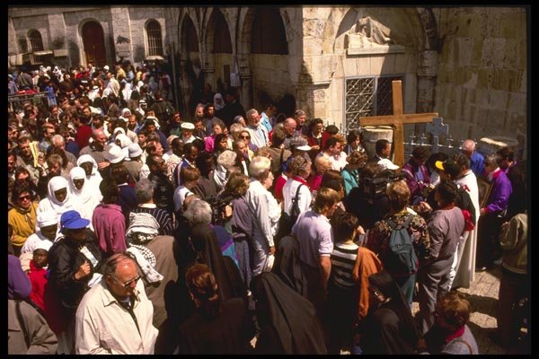 122037 Christian Good Friday Procession Along Via Dolorosa A4 Photo Print