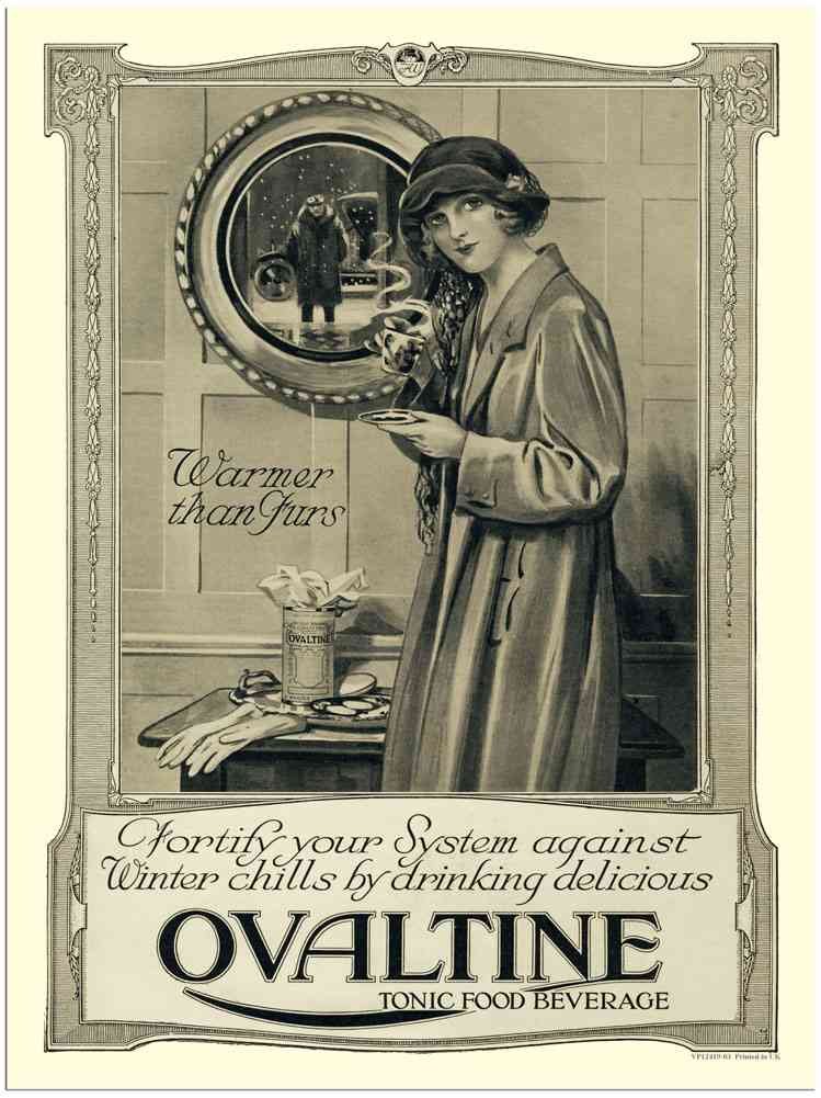 1241 19 03 Ovaltine Warmer Than Furs 1923 advert A4 Photo Print