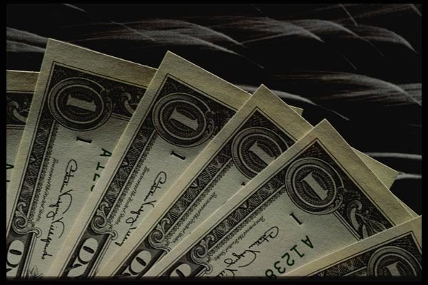125001 Dollar Bills With Black And White Fireworks A4 Photo Print