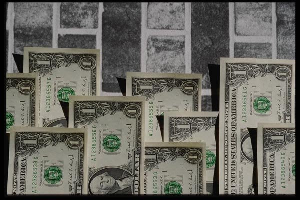 125008 Bills On Bricks A4 Photo Print