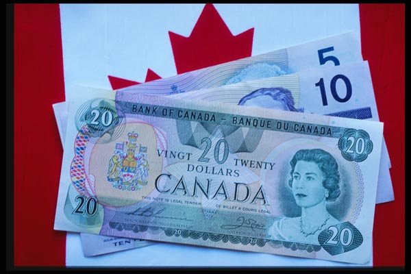 125060 Canadian Bills On Canadian Flag A4 Photo Print
