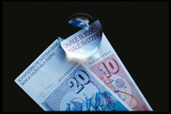 125065 Swiss Bills With Magnifier A4 Photo Print