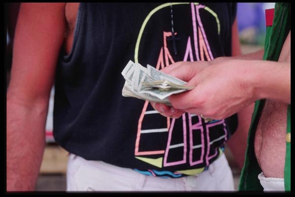 125095 Street Vendor Counting His Money A4 Photo Print