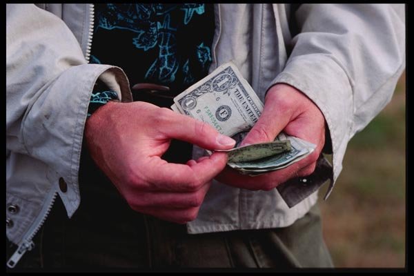 125096 Man Counting Cash A4 Photo Print