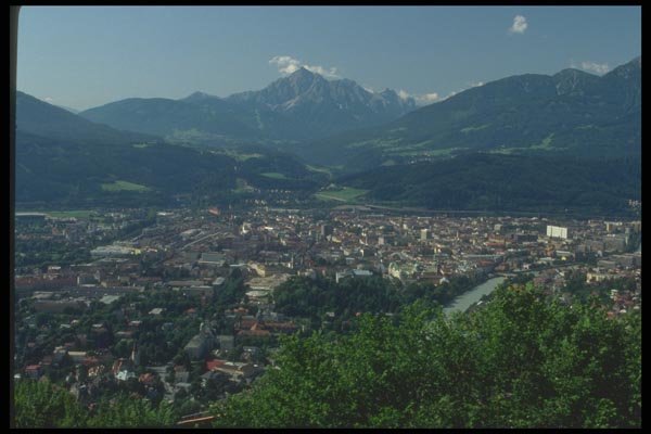 126038 Downtown Innsbruck, Igls Mountains A4 Photo Print