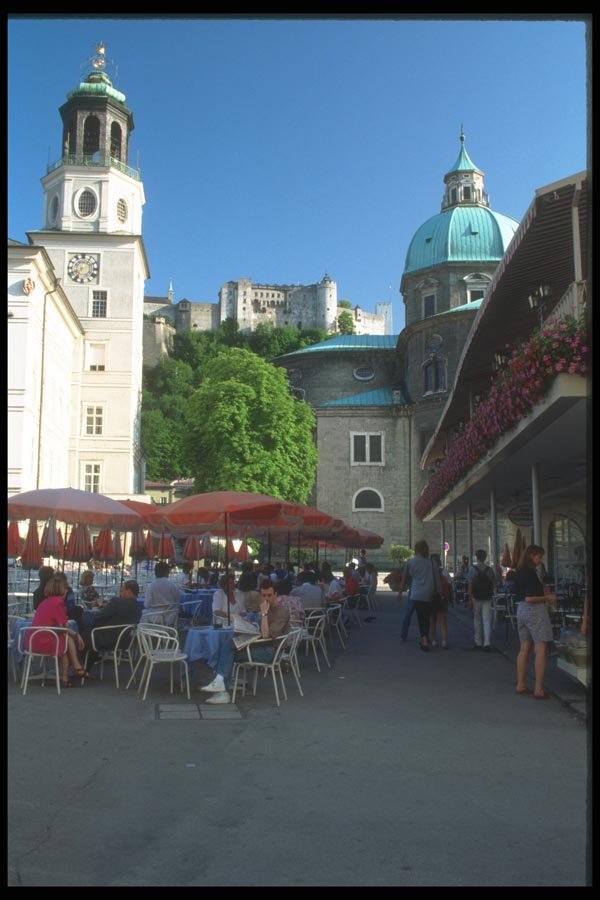 126063 Downtown Salzburg Restaurant Terrace A4 Photo Print