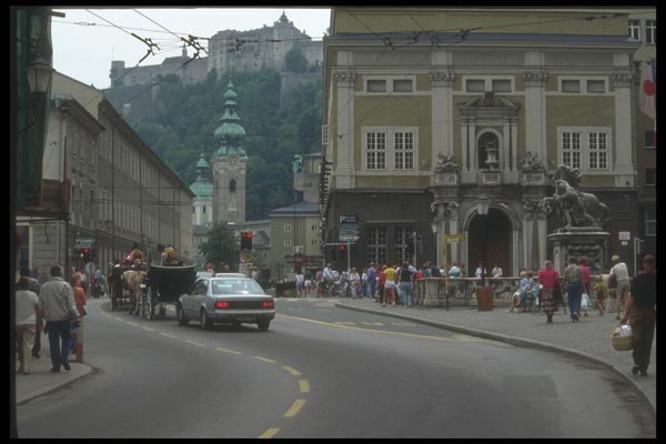 126071 Busy Downtown Street A4 Photo Print