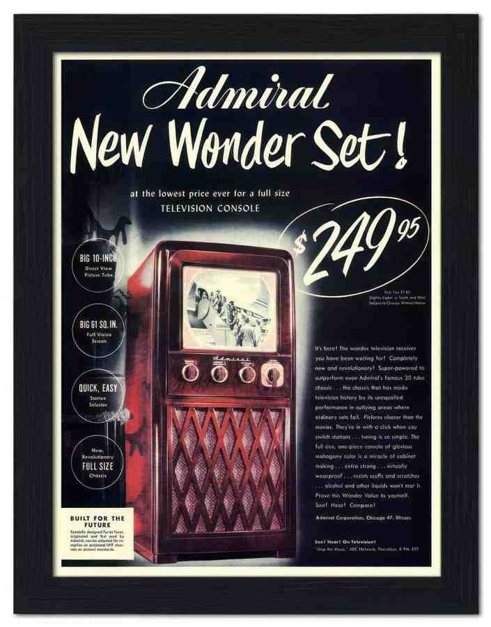 1272 admiral television set advert 1940s 2 Vintage Advert A4 Photo Print