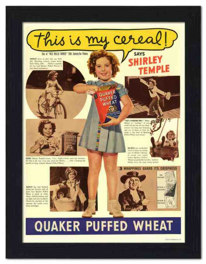 127H shirley temple quaker puffed wheat 2 Vintage Advert A4 Photo Print