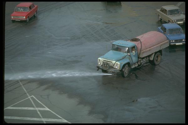 128074 Water Truck Cleaning Yerevan's Boulevards A4 Photo Print
