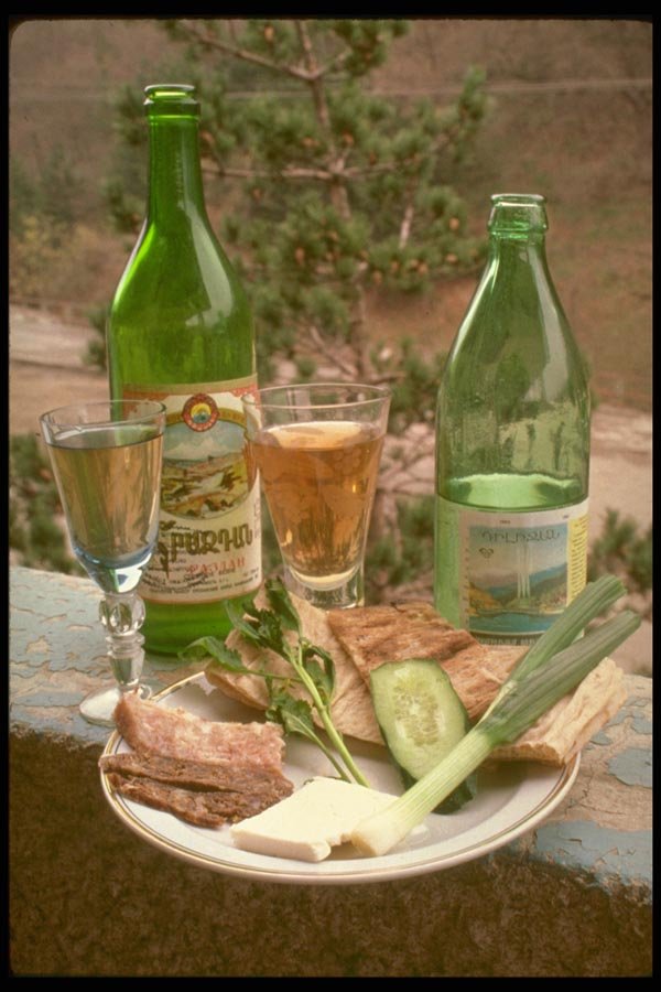 128079 Armenian Appetizers, Mineral Water And Wine A4 Photo Print