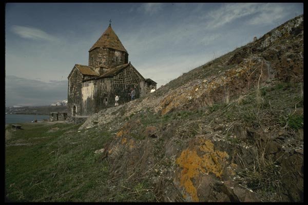 128096 Lake Sevan Chapel, Armenia A4 Photo Print