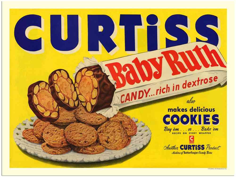 128110 Curtiss Baby Ruth Candy Cookies 1940S advert A4 Photo Print