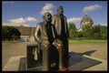 129020 Defaced Marx Engel Statue In East Berlin A4 Photo Print