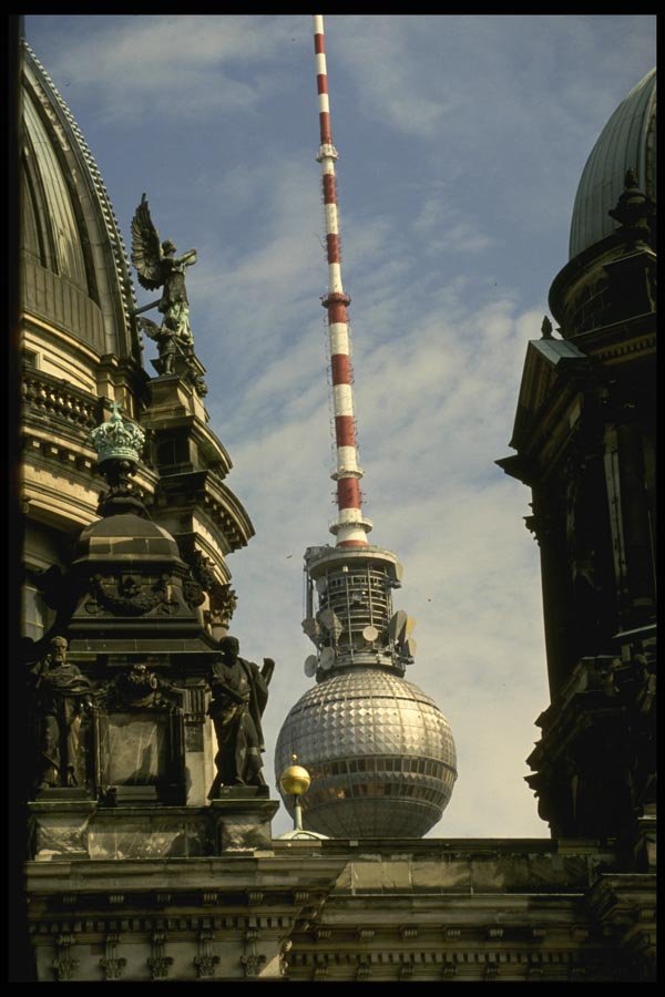 129023 Classic Domes, Berliner Dom Church, And TV Tower A4 Photo Print