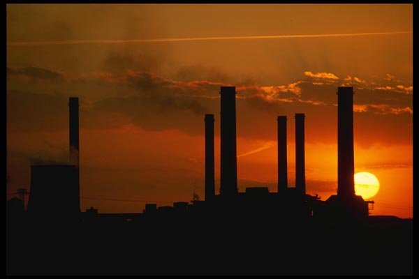 129040 East German Factories, Sunset A4 Photo Print