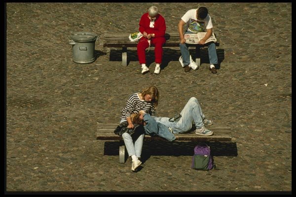 129067 Town Square Benches, Wittenberg A4 Photo Print