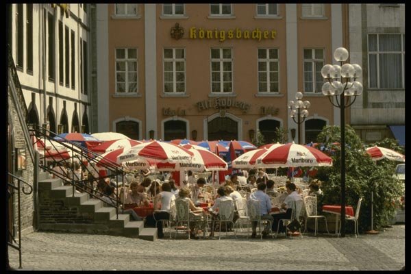 129094 Outdoor Cafes, Koblenz Old Town A4 Photo Print