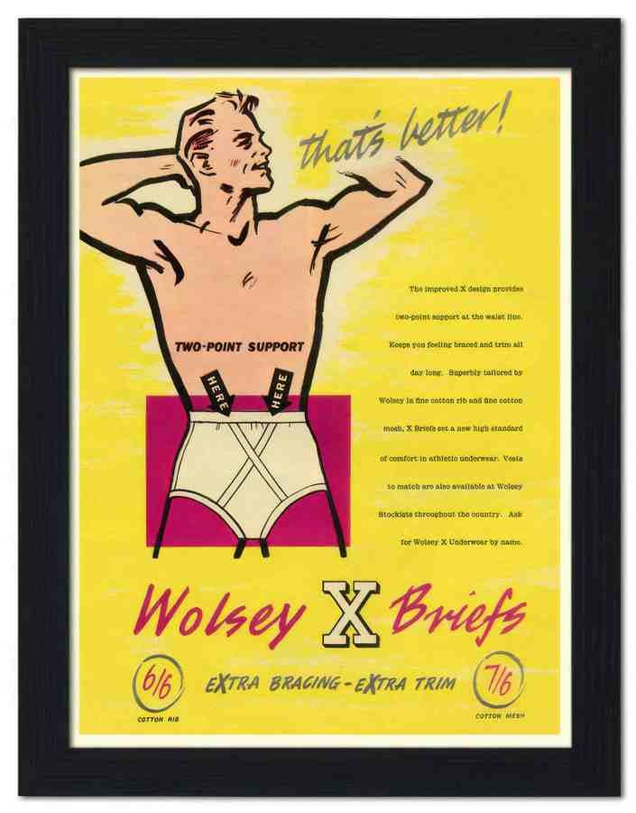 131 wolsey x briefs 1950s 2 Vintage Advert A4 Photo Print