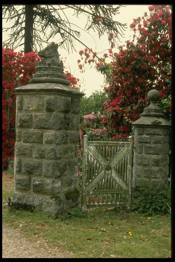 131000 Old Stone Gateway With Rhododendron A4 Photo Print