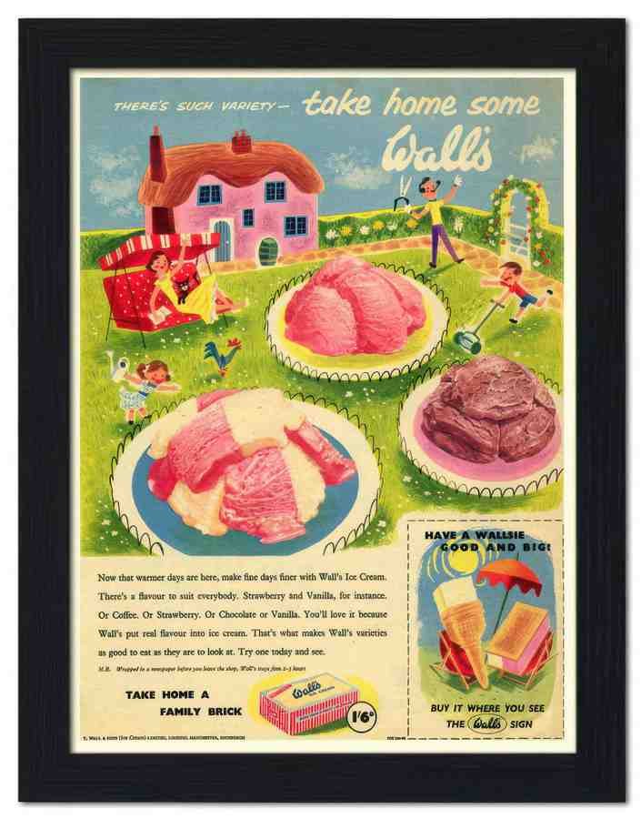 132 walls ice cream 1950s 2 Vintage Advert A4 Photo Print