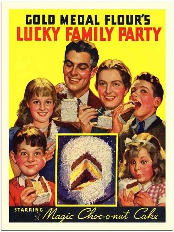 13417 03 Lucky Family Party Cake 1930S Vintage Advert A4 Photo Print