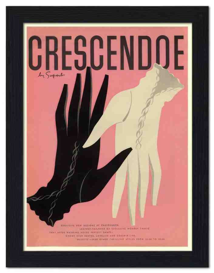 1372 crescendoe gloves advert 1930s 2 Vintage Advert A4 Photo Print