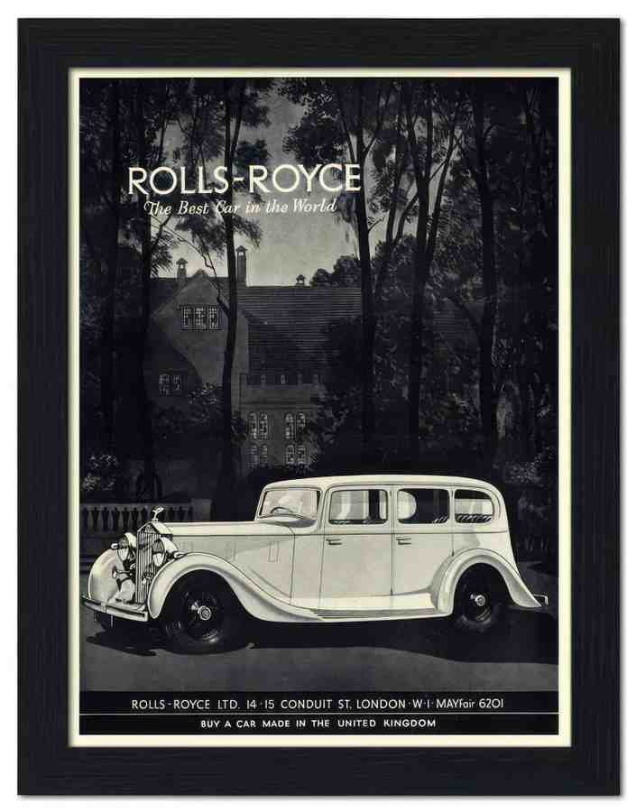 1380 rolls royce car advert art deco 1930s 2 Vintage Advert A4 Photo Print