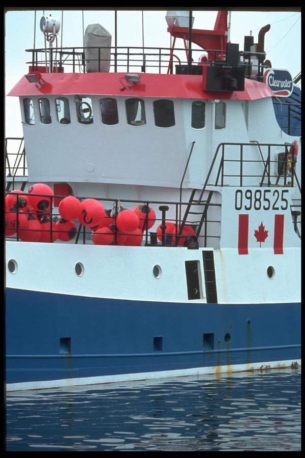 138028 Orange Buoys On Ship A4 Photo Print