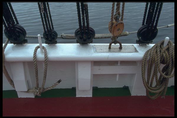 138087 Pulleys And Ropes On Deck A4 Photo Print