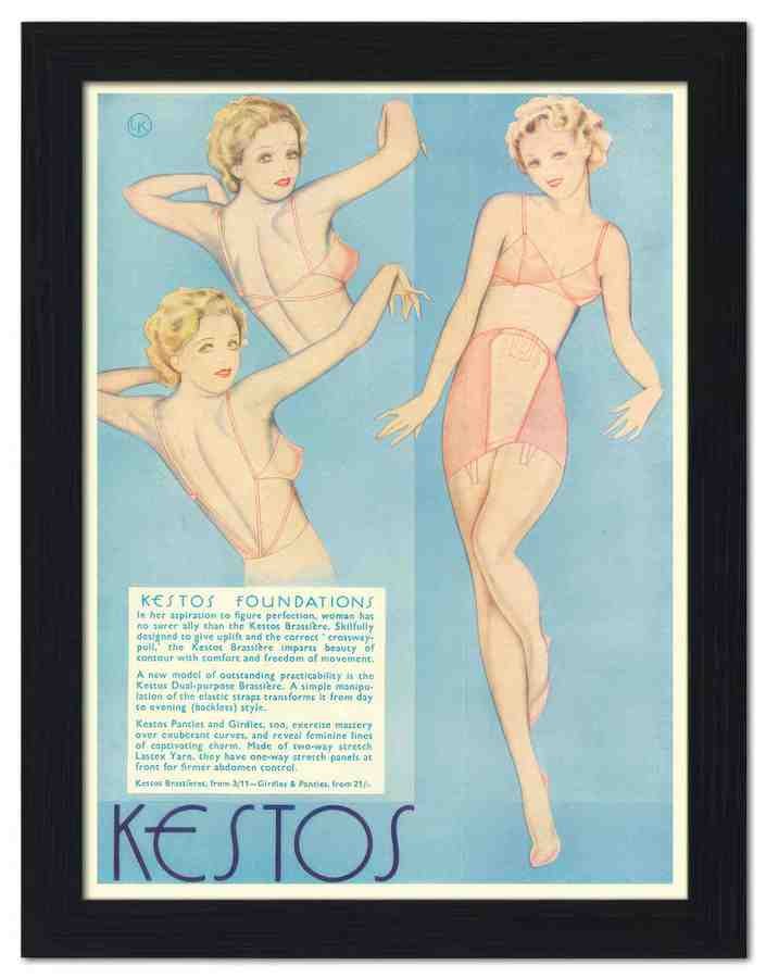 1391kestos lingerie art deco advert 1930s 2 Vintage Advert A4 Photo Print
