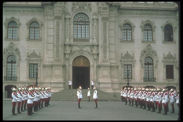 142007 Guards In Front Of Government Palace, Lima A4 Photo Print
