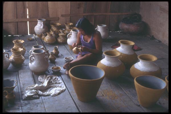 142069 Glazing Pottery, Native Village A4 Photo Print