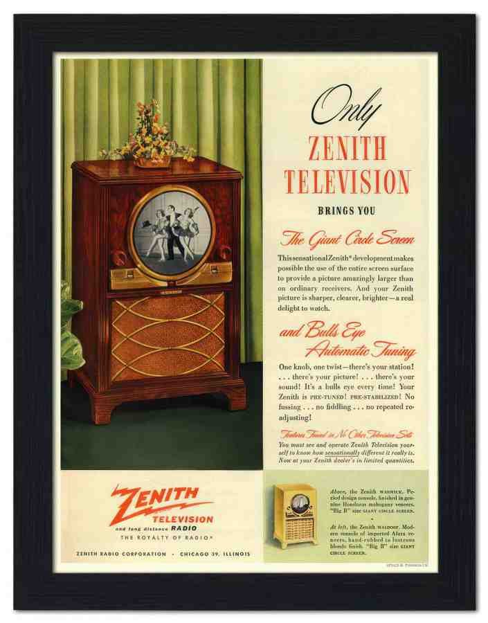 1421K zenith television 1940s 2 Vintage Advert A4 Photo Print