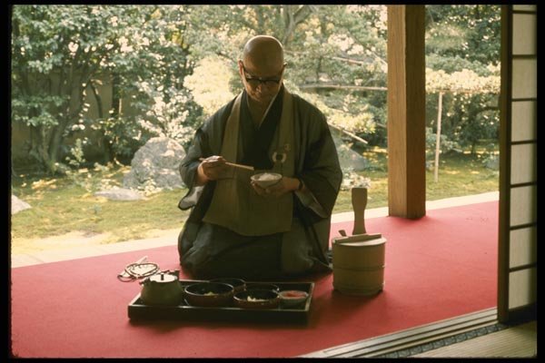 145014 A Zen Buddhist Monk Serves Visitors Vegetarian Dishes A4 Photo Print