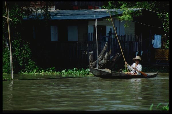 147017 Choa Phra River Woman In Canoe A4 Photo Print