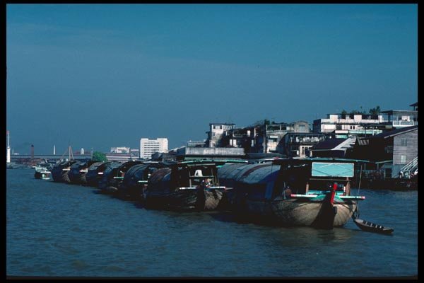147020 Choa Phra River Barges A4 Photo Print