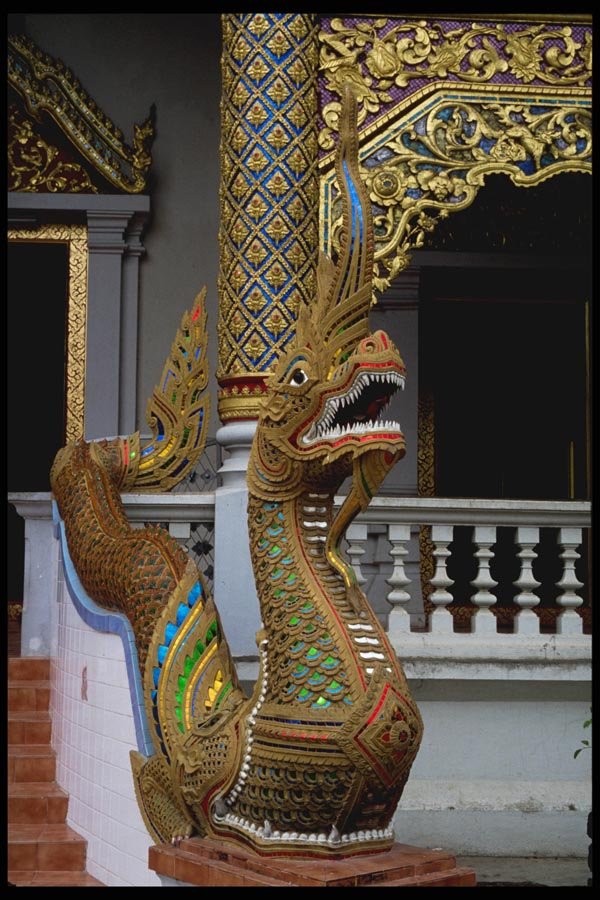 147057 Chiang Mai Wat Phra Singh Naga A4 Photo Print