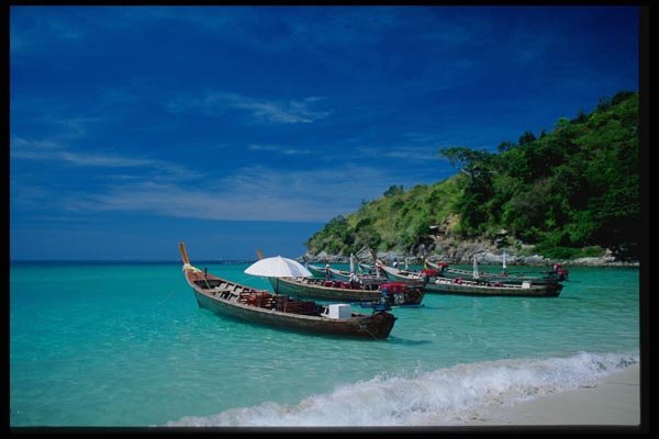 147088 Phuket Boats At Relax Bay A4 Photo Print